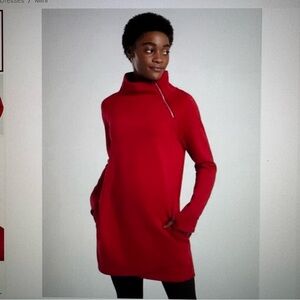 NWT Athleta Cozy Karma Fleece Red Dress Small